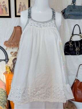 Boho coquette cottagecore girly cute babydoll long white tank